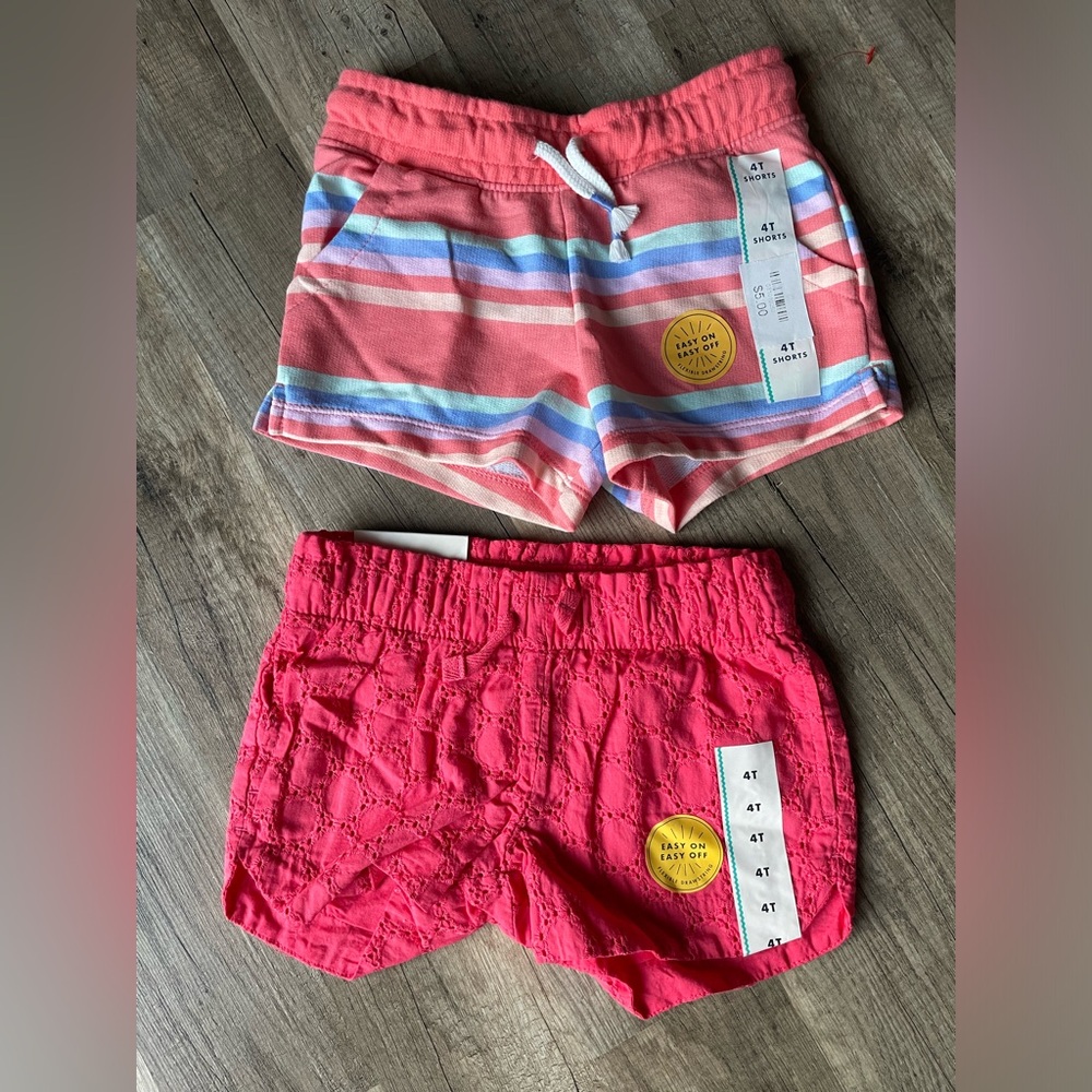 Girls Cat & Jack pink shorts, 4T, lot of 2, NWT